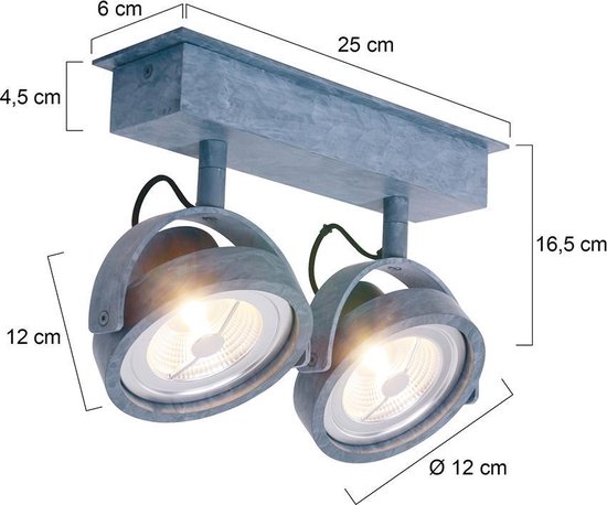 Spot Mexlite Lenox - Grijs 2 spots warm wit