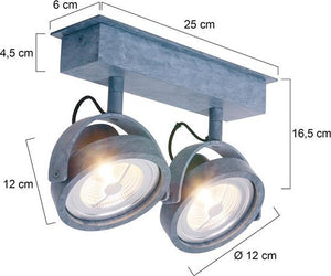 Spot Mexlite Lenox - Grijs 2 spots warm wit