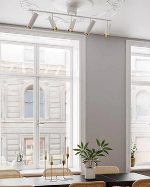 Plafondbar wit en goud met 5 verstelbare GU10 fittingen By Rydens Puls plafondspot - FOIR