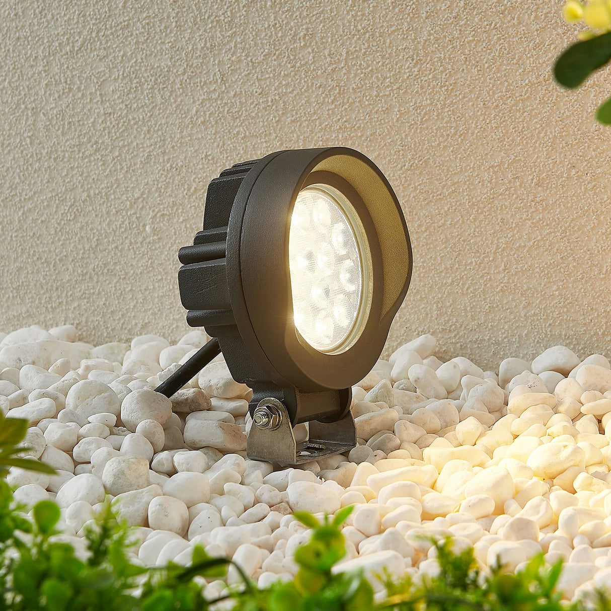 Lindby Emar LED prikspot in donkergrijs 9w 3000K