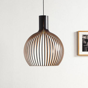 Hanglamp hout 'Bois' zwart / blank hout E27 design