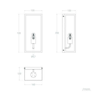 Buitenlamp vierkant zwart glas E27
