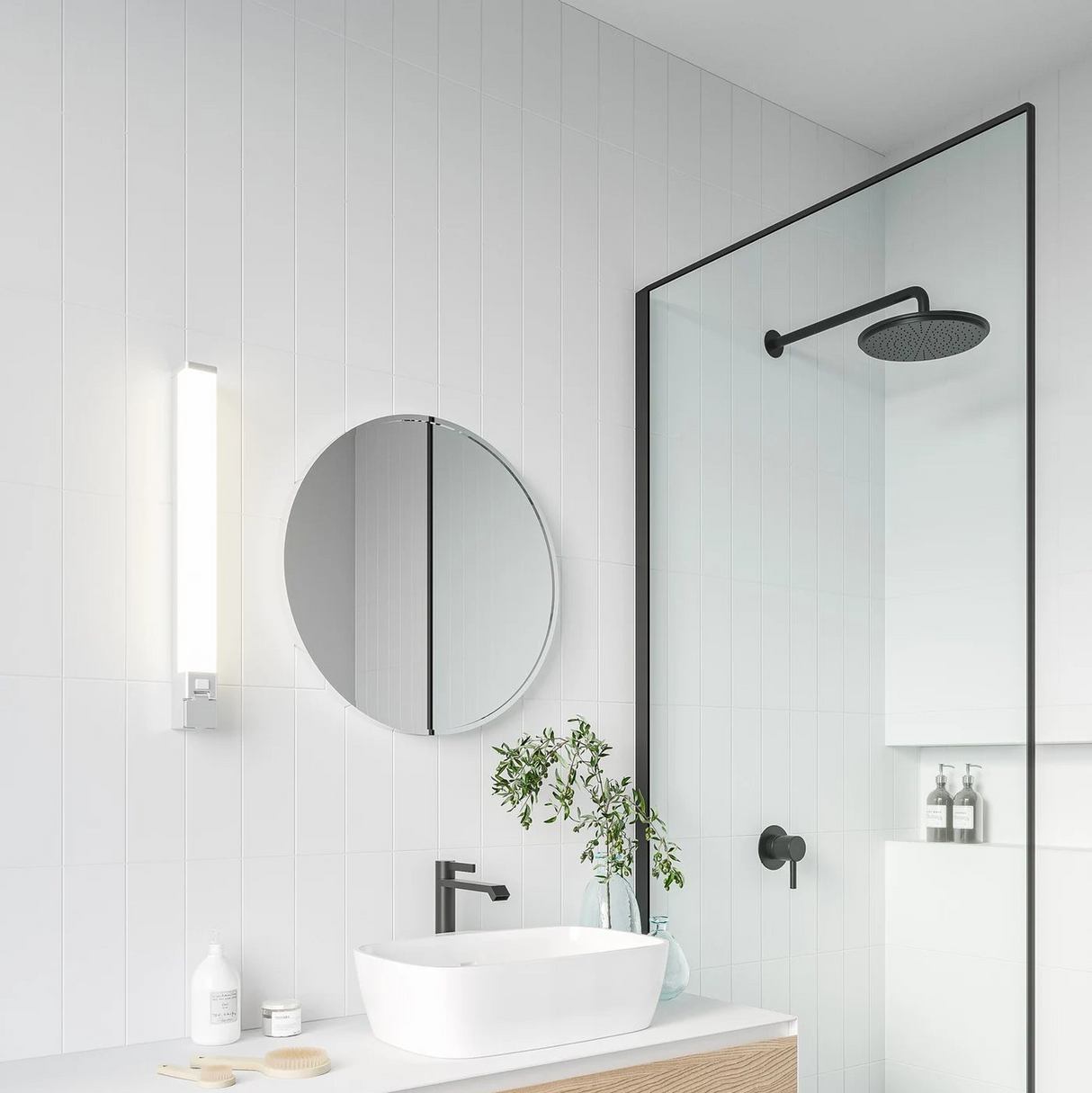Badkamerlamp met stopcontact zilver Sjaver 60cm