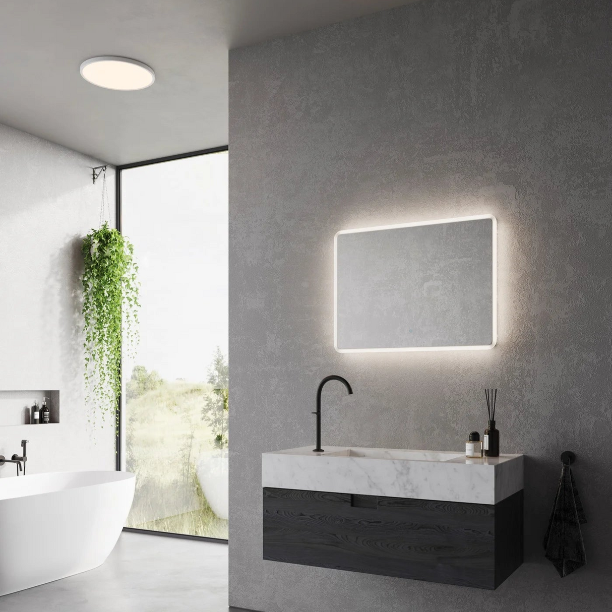 Badkamerspiegel breed met licht 80cm