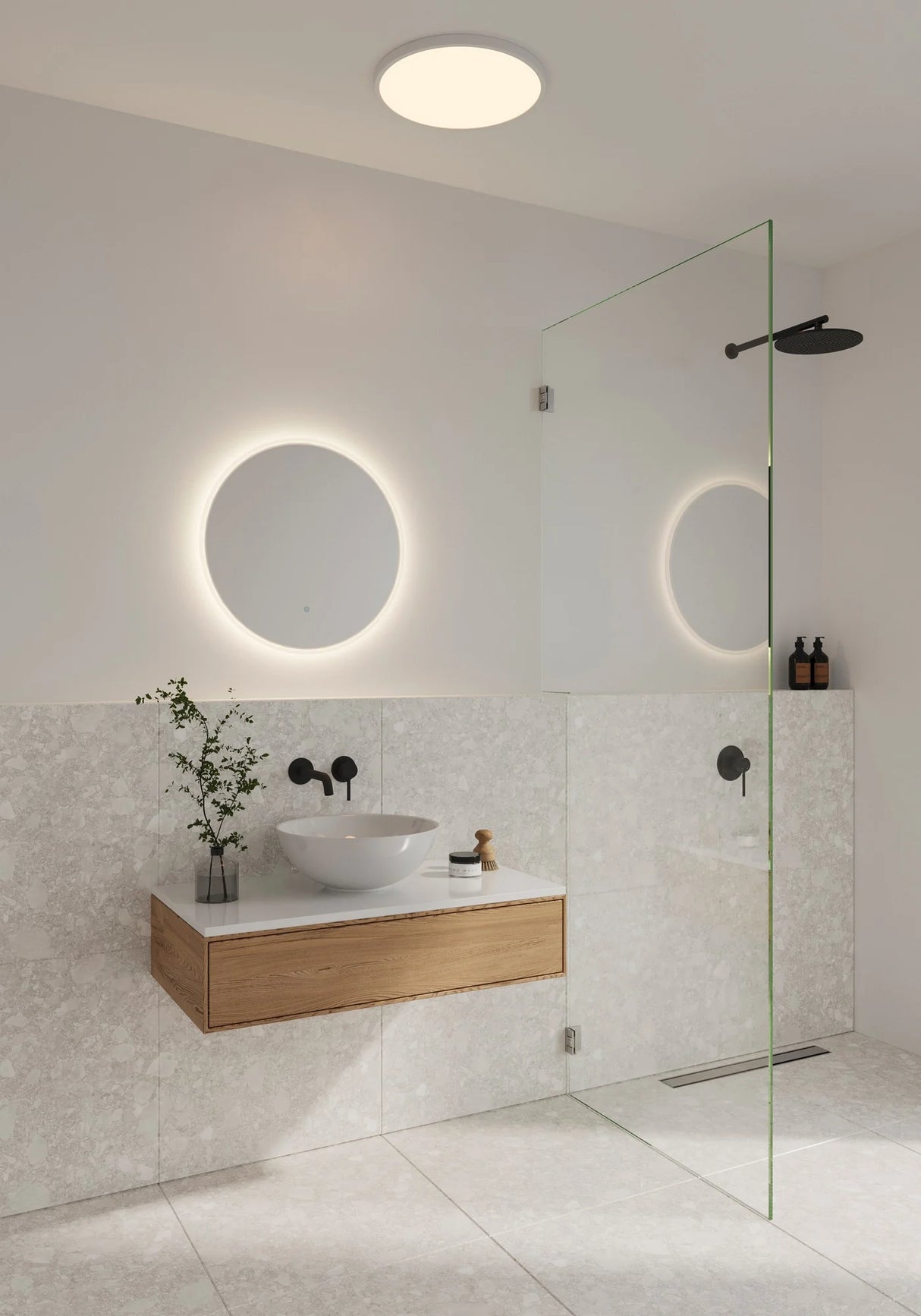 Badkamerspiegel rond met licht 60m