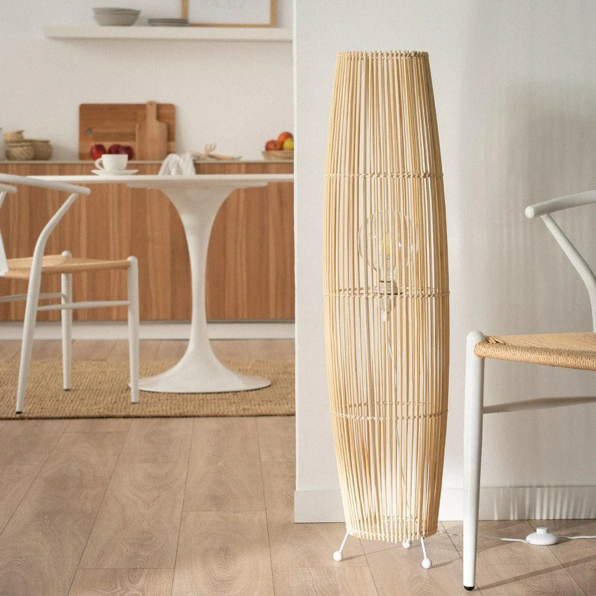 Staande lamp bamboe hout led vloerlamp e27 fitting