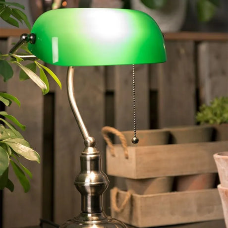 Bureaulamp bankierslamp 'Banker' trekschakelaar e27 fitting 410mm - FOIR