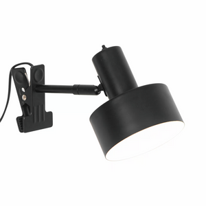 Wandlamp met klem Matis zwart metaal E27 fitting stekker