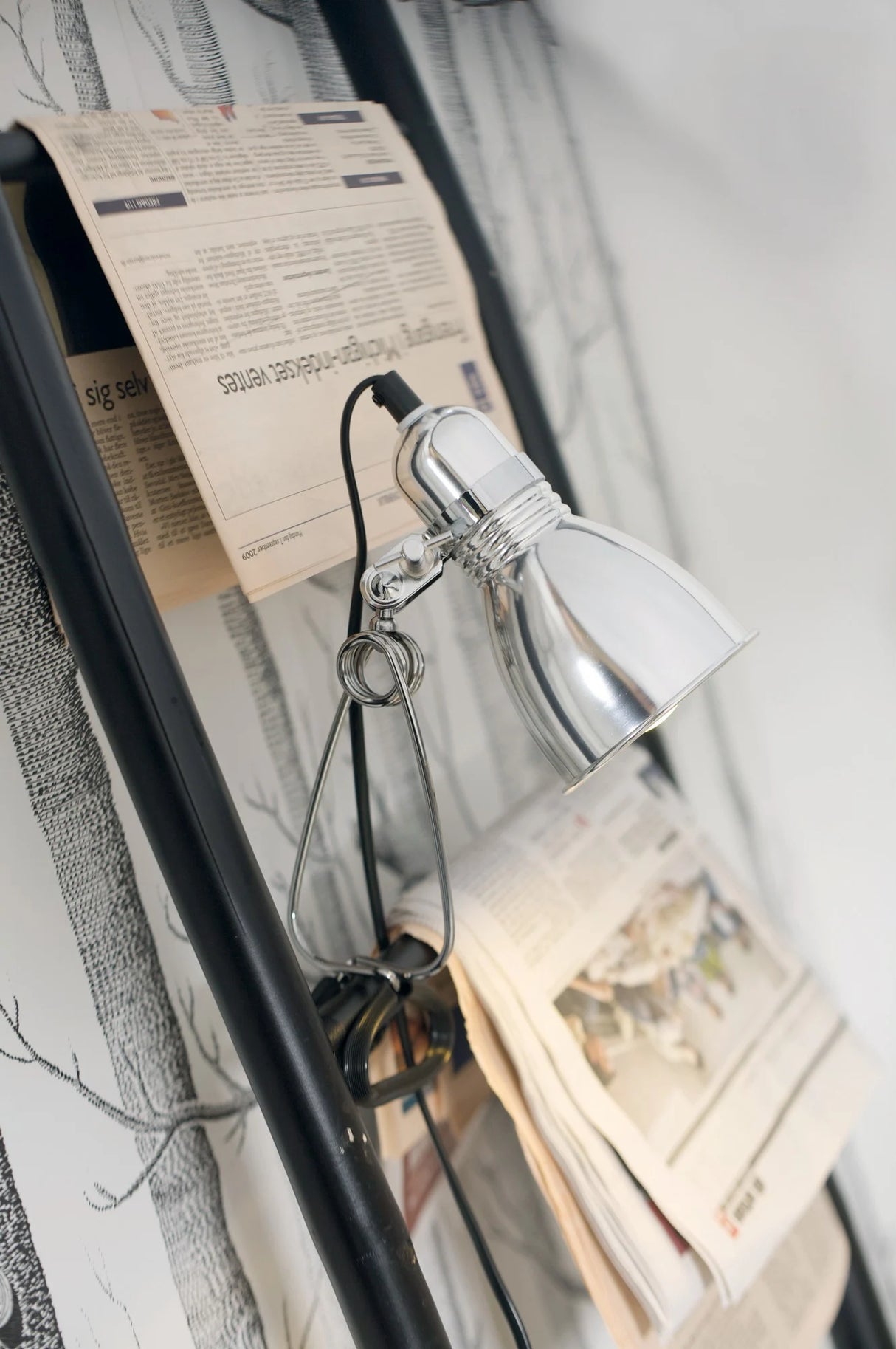 Wandlamp met klem zilver stekker schakelaar Photo