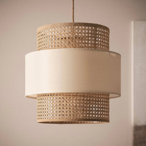 Hanglamp beige E27 gevlochten rond 40 cm