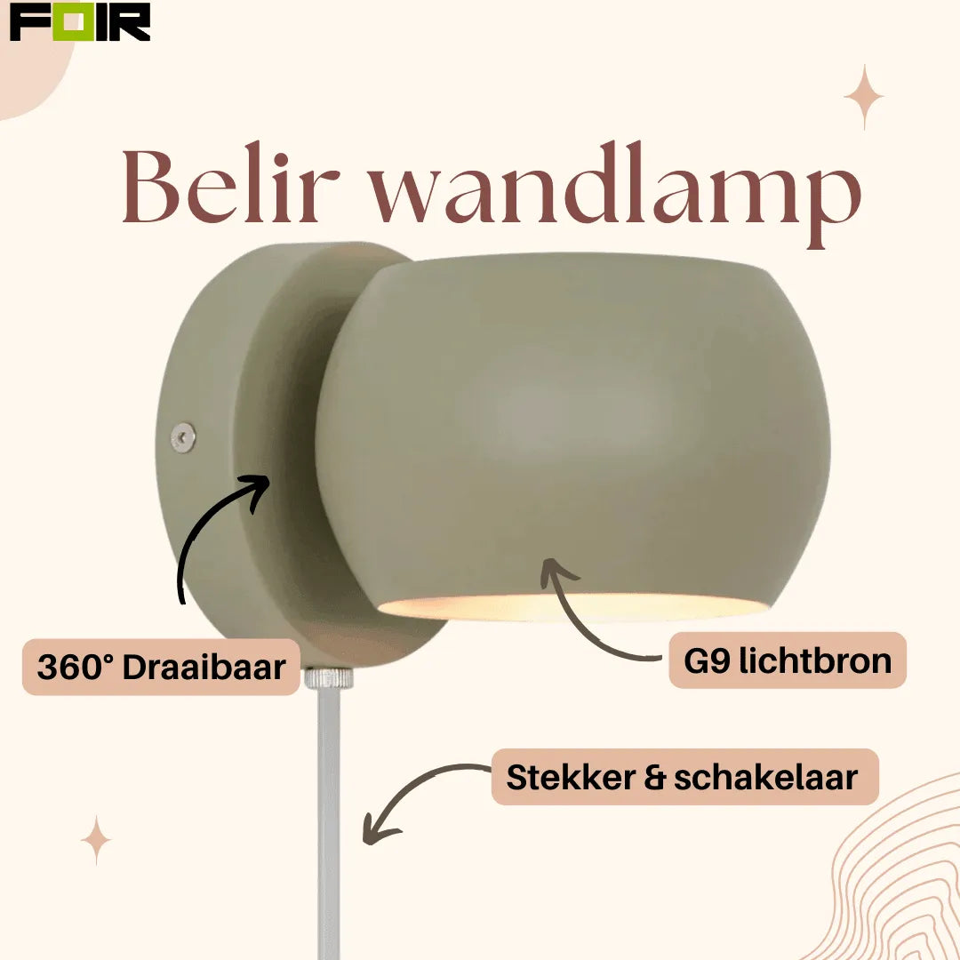 Wandlamp bruin met schakelaar & G9 Fitting Belir - FOIR