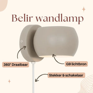 Wandlamp met stekker en schakelaar belir wandlamp 