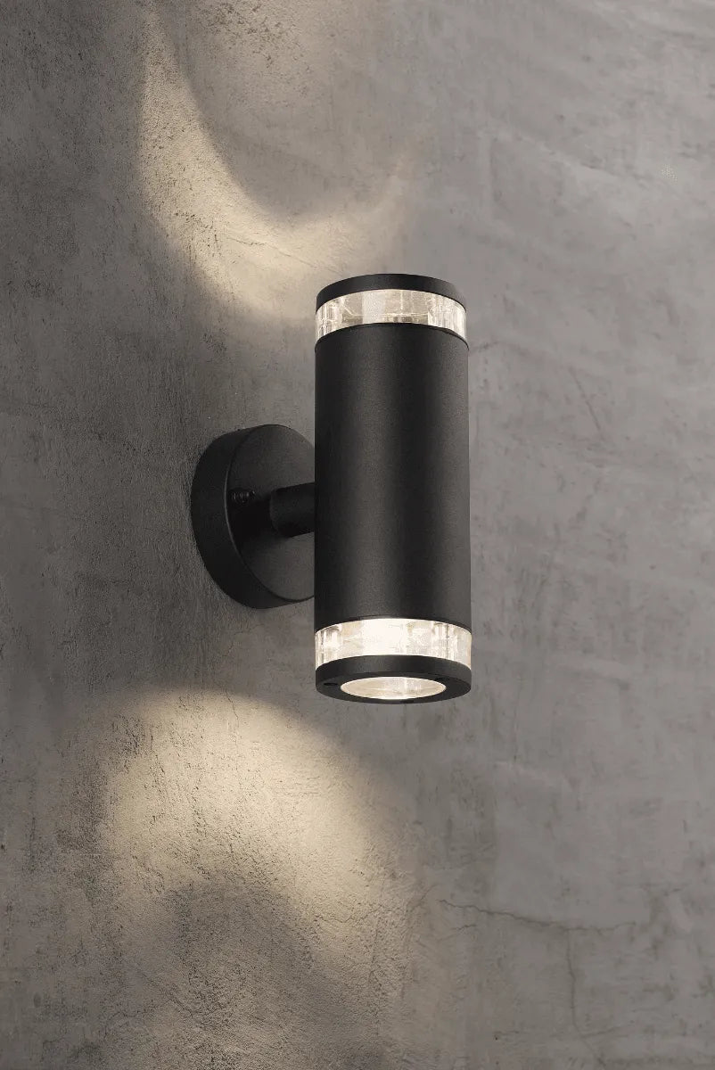 Moderne zwarte up & down wandlamp met 2 gu10 fittingen aluminium 5701581363885 45501003 birk
