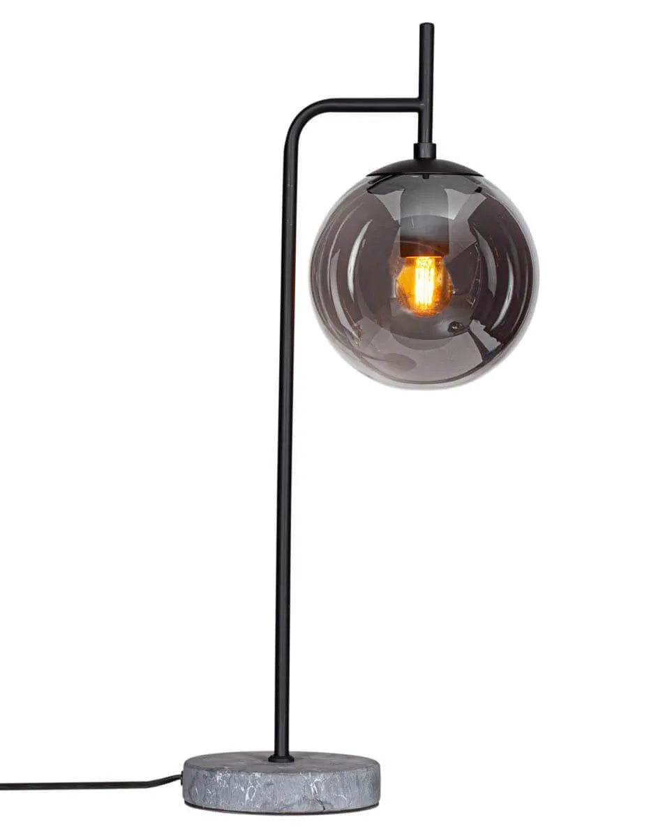 Zwarte tafellamp met smokeglas en E27 fitting By Rydens Boyle - FOIR