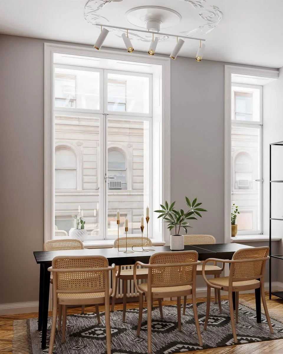 Plafondbar wit en goud met 5 verstelbare GU10 fittingen By Rydens Puls plafondspot - FOIR