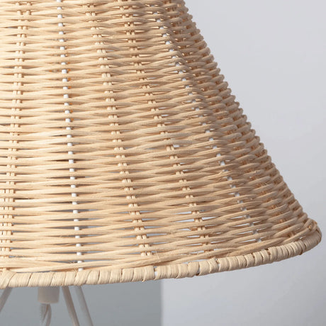 Kleine tafellamp wit met rotan kap schakelaar en E27 fitting 'Janice'-Wit - FOIR