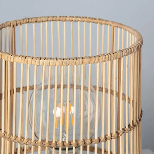 Rotan tafellampje met E14 fitting open kap en schakelaar 'Alice' - FOIR