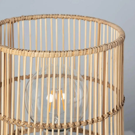 Rotan tafellampje met E14 fitting open kap en schakelaar 'Alice' - FOIR