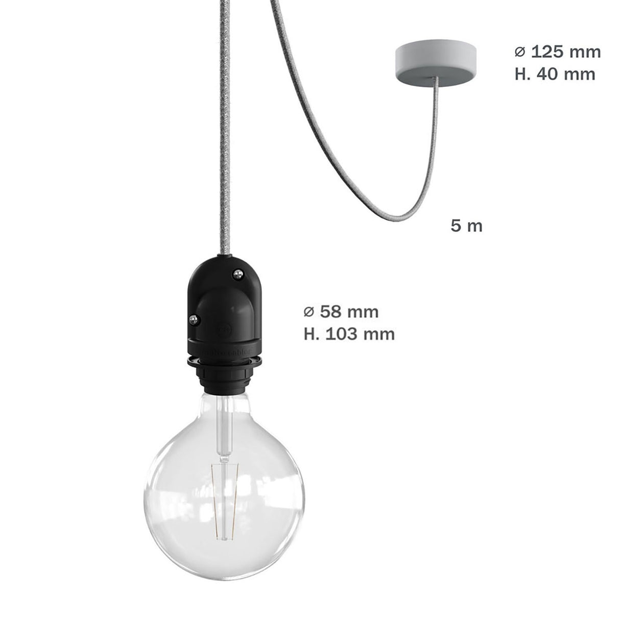 Hanglamp buiten IP65 EIVA 5 meter kabel compleet