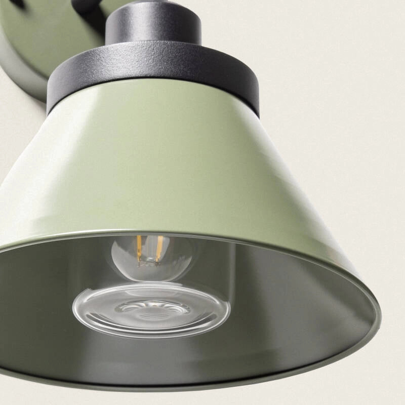 Buitenlamp groen e27 fitting zwart metaal IP44