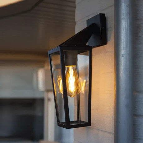 Buitenlamp voordeur e27 zwart glas modern led lamp