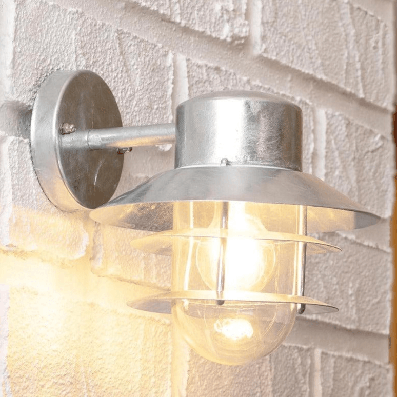 Buitenlamp gegalvaniseerd wandlamp voordeur 'Blokhuis' down downlighter E27 fitting IP54 - FOIR