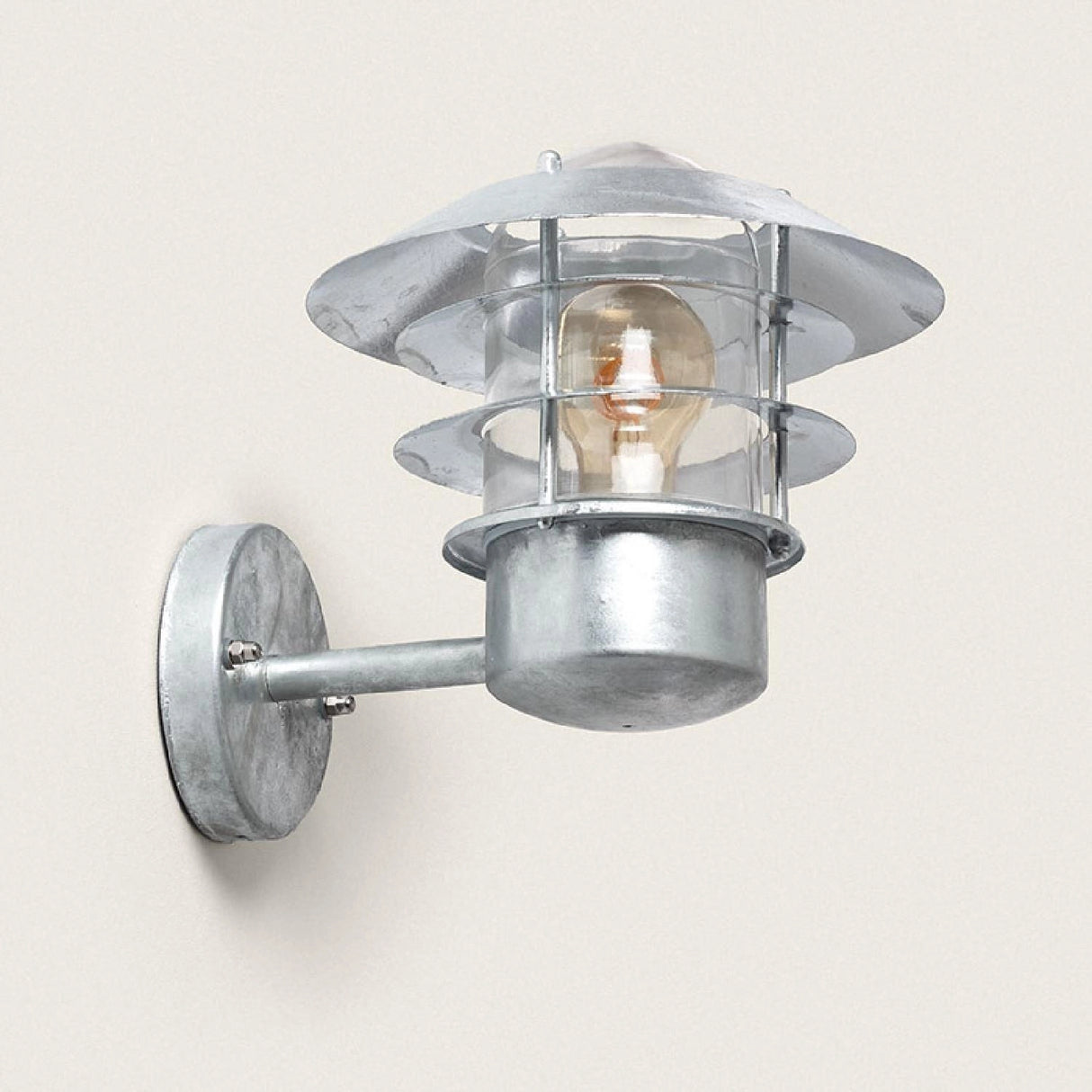 Wandlamp gegalvaniseerd met PIR sensor 'Blokhuis' buitenlamp E27 IP54