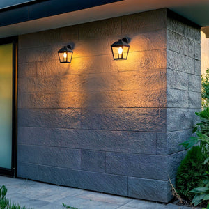 Buitenlamp zwart glas e27 fitting 'Selene' down voordeur metaal
