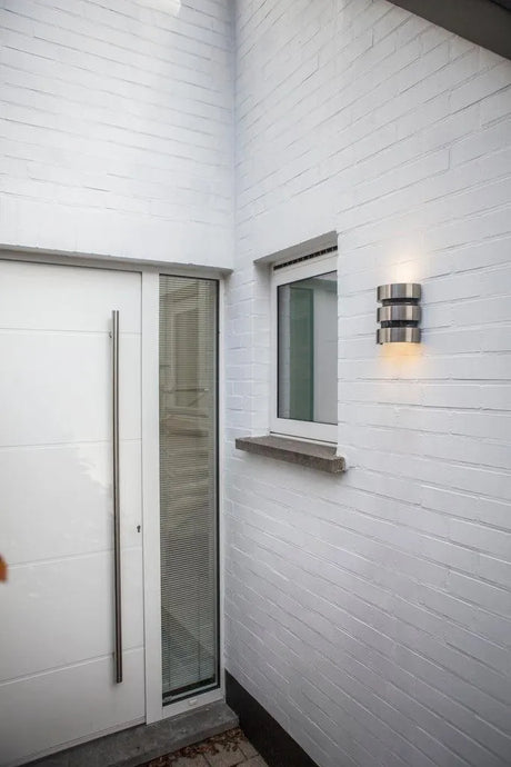Gevelverlichting zilver met sensor buitenverlichting voordeur