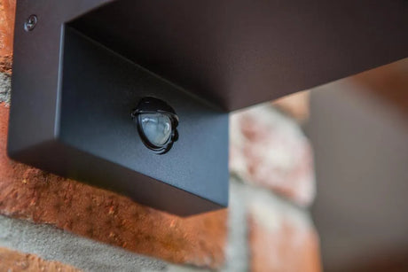 Buitenverlichting met sensor zwart glas e27