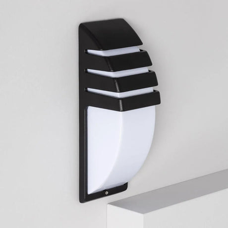 Wandlamp zwart 'Tinus' E27 fitting grid 350mm IP44 - FOIR