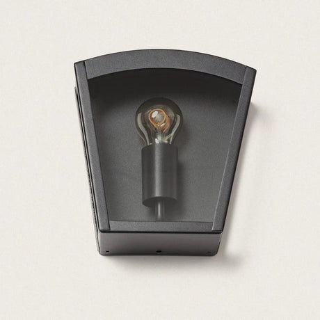 Buitenlamp zwart glas e27 fitting 'Daan' RVS voordeur metaal - FOIR