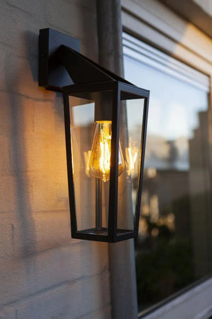 Buitenlamp glas zwart e27 fitting modern