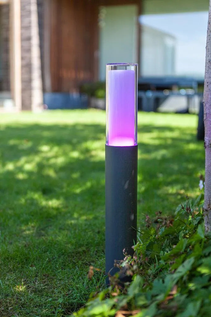 Kleine staande tuinlamp rgb smart lutec dropa donkergrijs bluetooth modern bluetooth