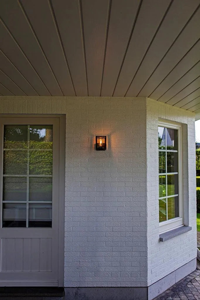 zwarte buitenlamp vierkant glas e27