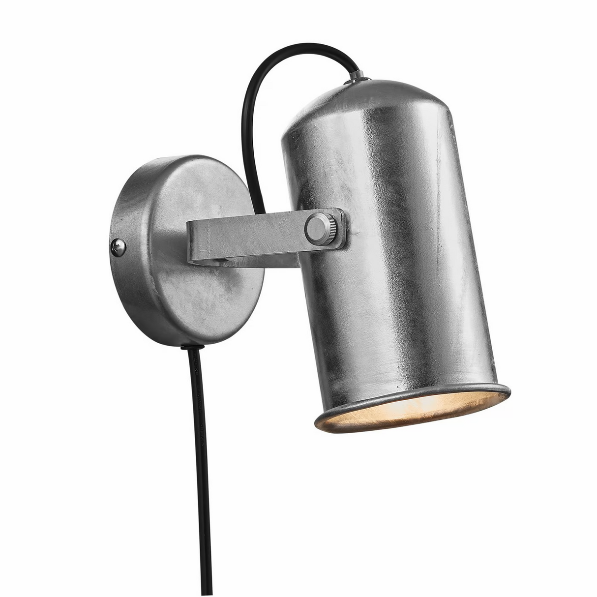 Wandlamp zilver met stekker en schakelaar Porter gegalvaniseerd