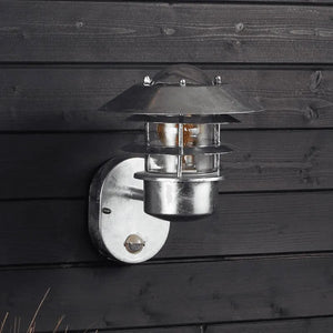 Buitenlamp Zilver klassiek gegalvaniseerd buitenlamp voordeur 'Lux' PIR sensor - FOIR