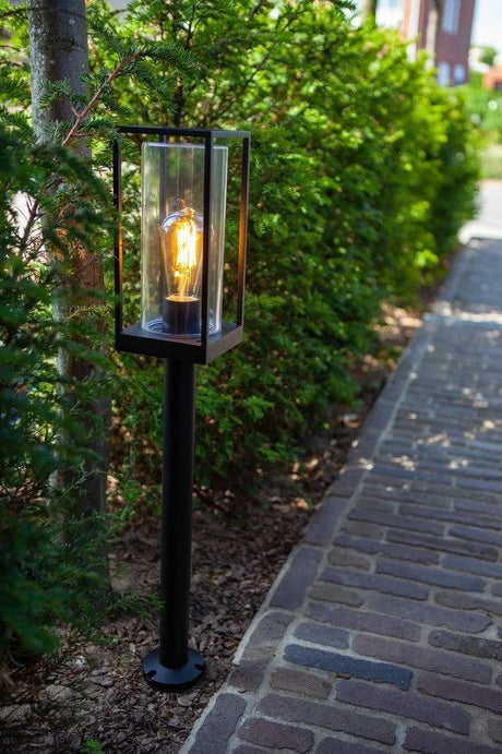 Staande lamp glas 'Flair' E27 fitting vierkant tuinpadverlichting 75 cm - FOIR