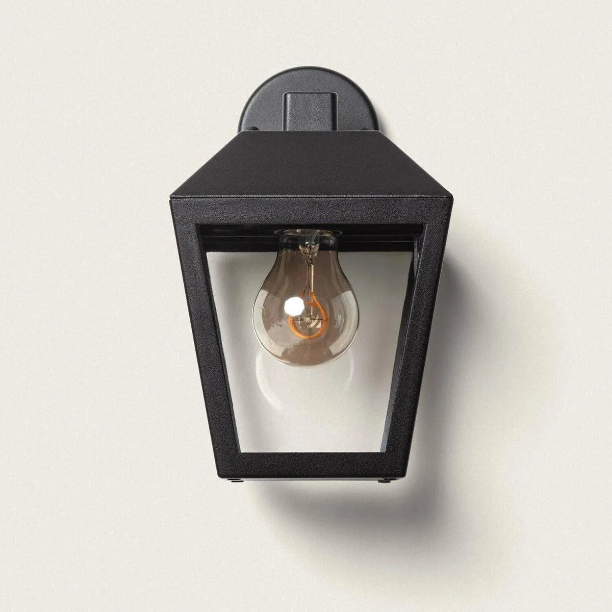 Buitenlamp zwart glas e27 fitting 'Selene' down voordeur metaal - FOIR