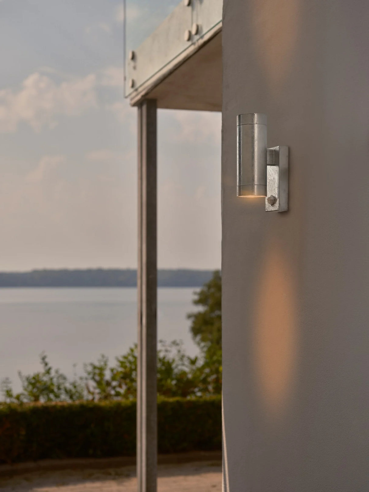 Buitenlamp Zilver Dubbel met sensor Gu10 Tin gegalvaniseerd