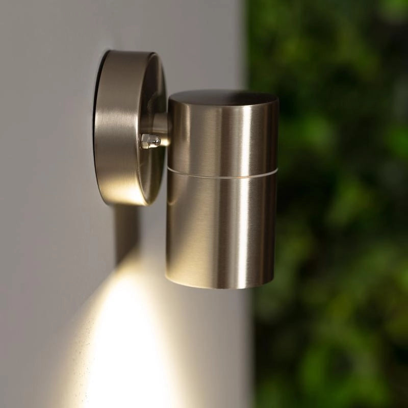 Buitenlamp zilver RVS downlighter gu10 12 cm