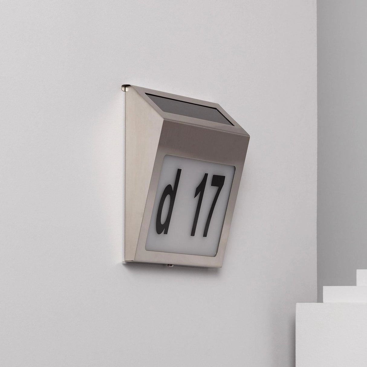 Buitenlamp Solar met huisnummer metaal