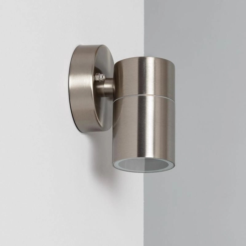 Buitenlamp zilver RVS downlighter gu10 12 cm