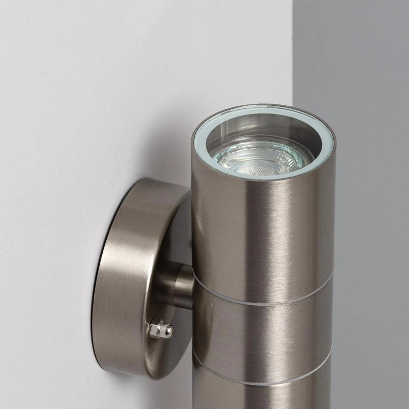 Buitenlamp zilver RVS up down 16 cm