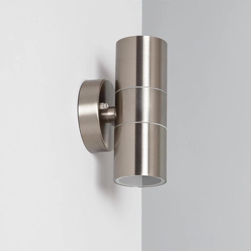 Buitenlamp zilver RVS up down 16 cm