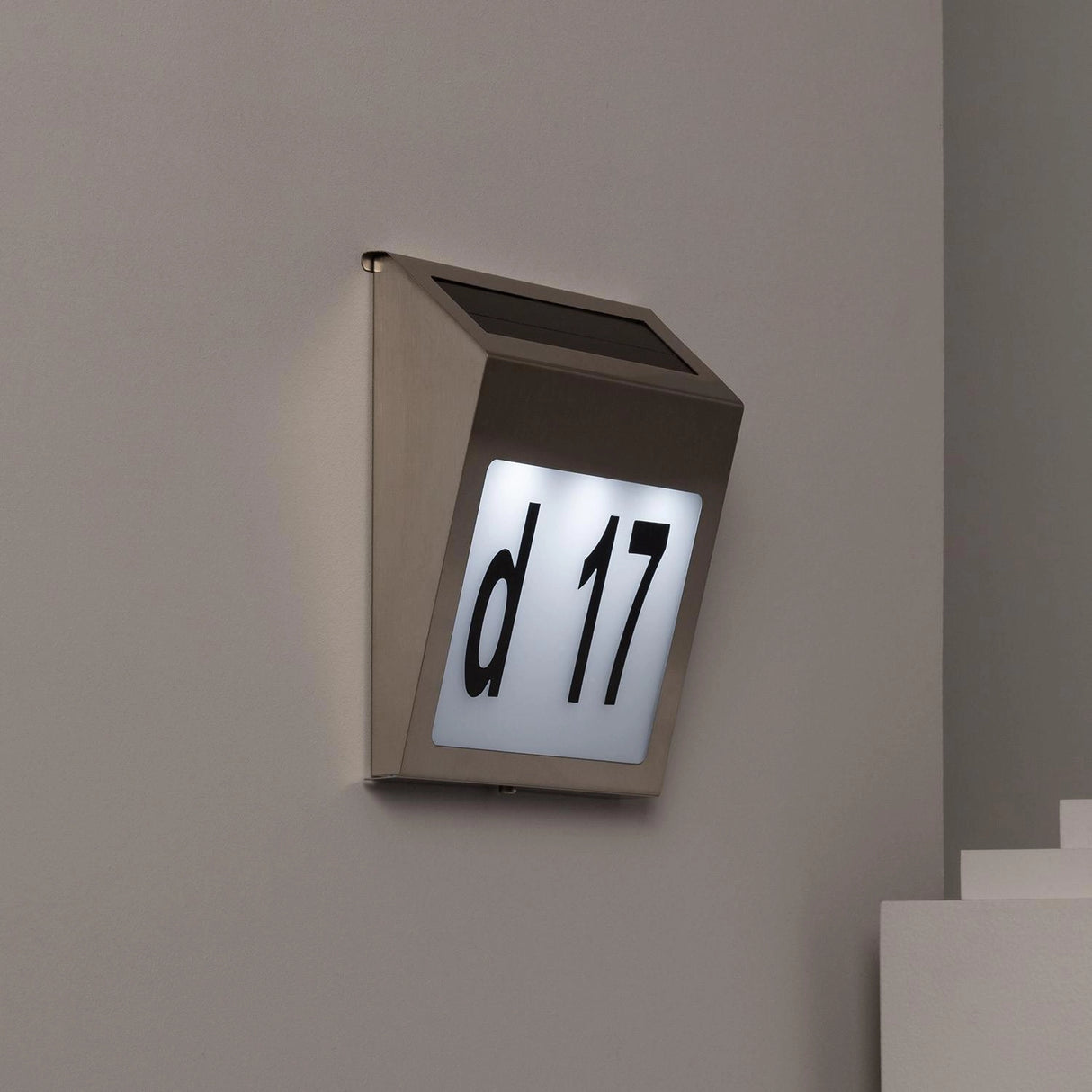 Buitenlamp Solar met huisnummer metaal
