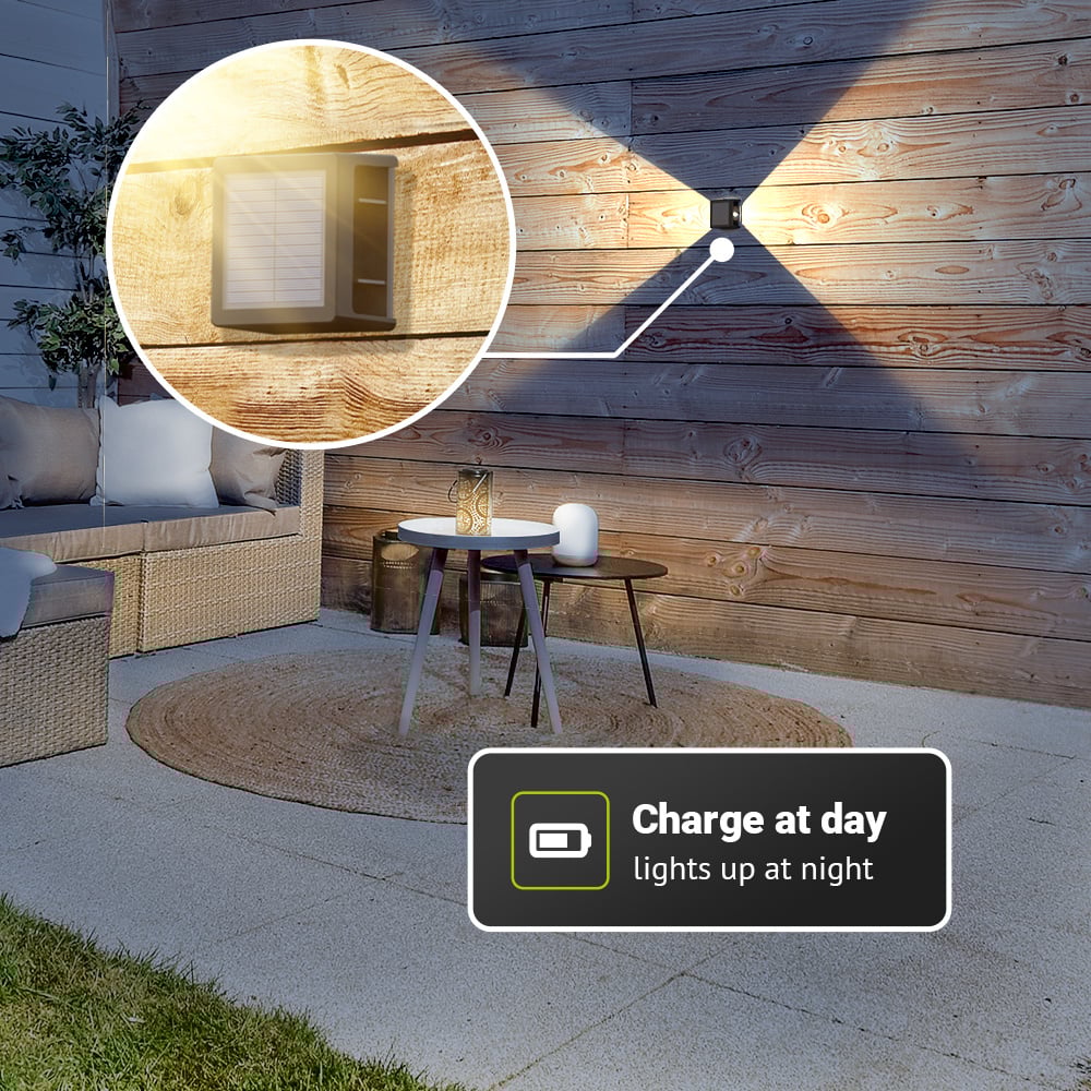 Buitenlamp up down zonne energie led lamp warm wit