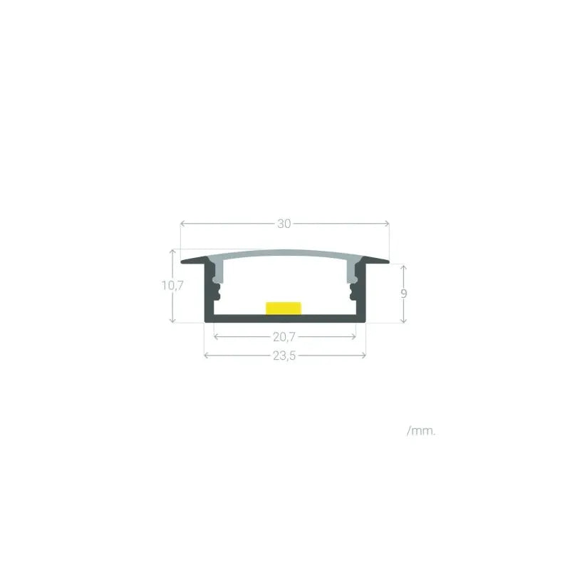 Inbouw Aluminium Profiel met doorlopende cover voor dubbele LED strips tot 18mm 2 meter - FOIR