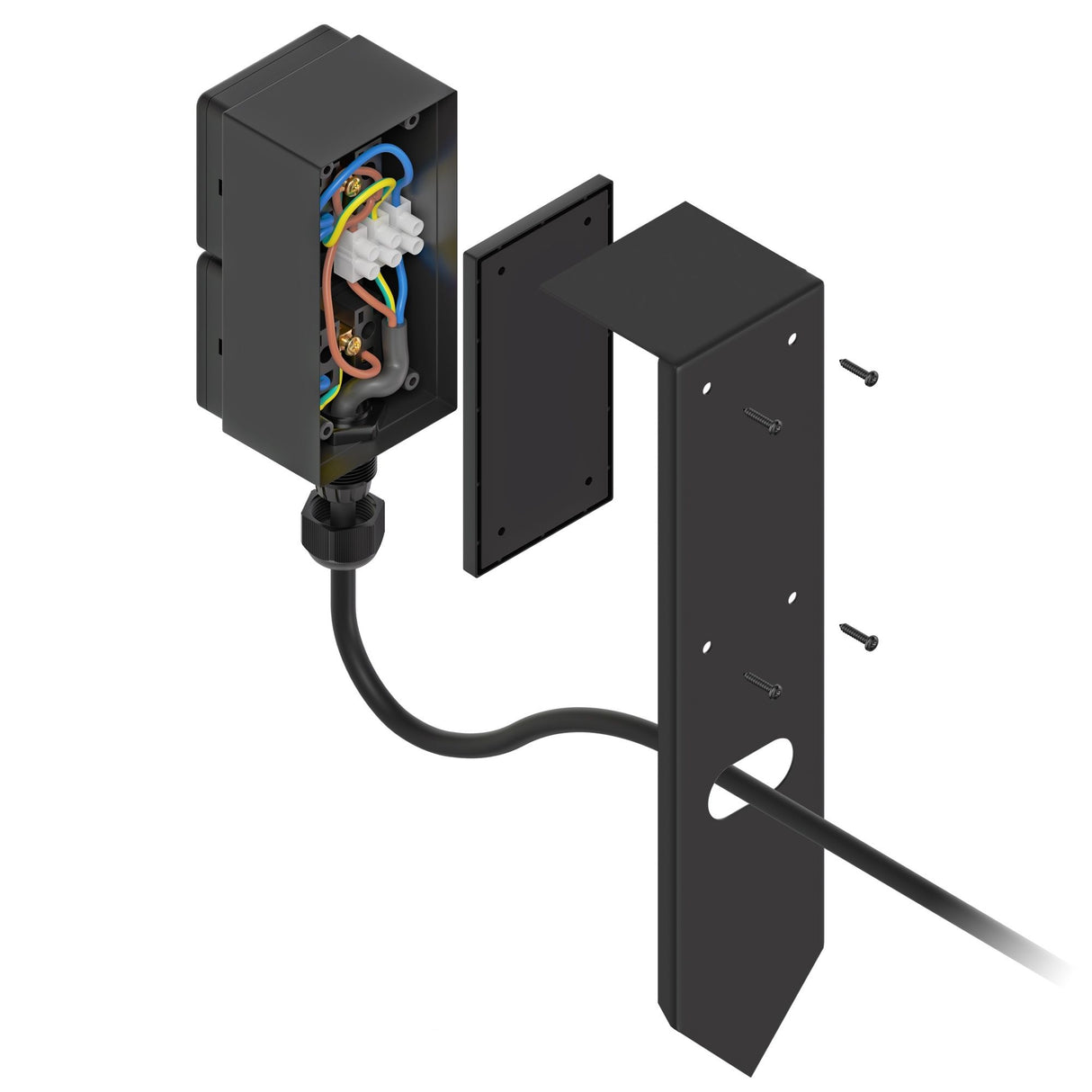Buiten stopcontact 2x EU zwart IP44 30 cm