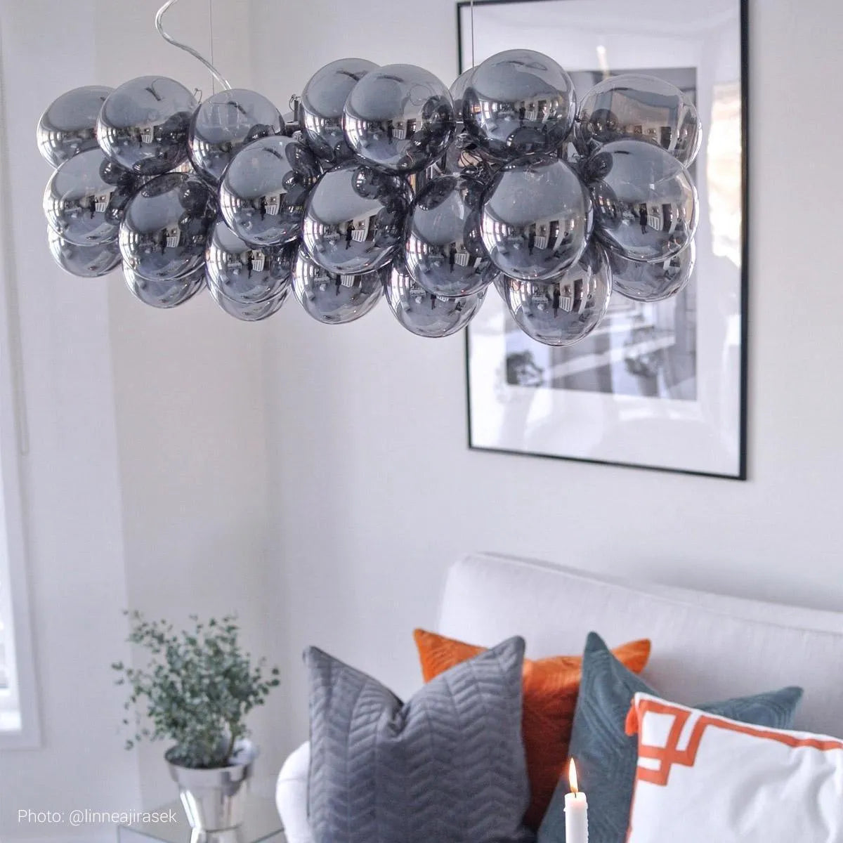 Glazen hanglamp rookglas chrome led by rydens bar gross